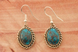Genuine Kingman Turquoise Sterling Silver Navajo Earrings